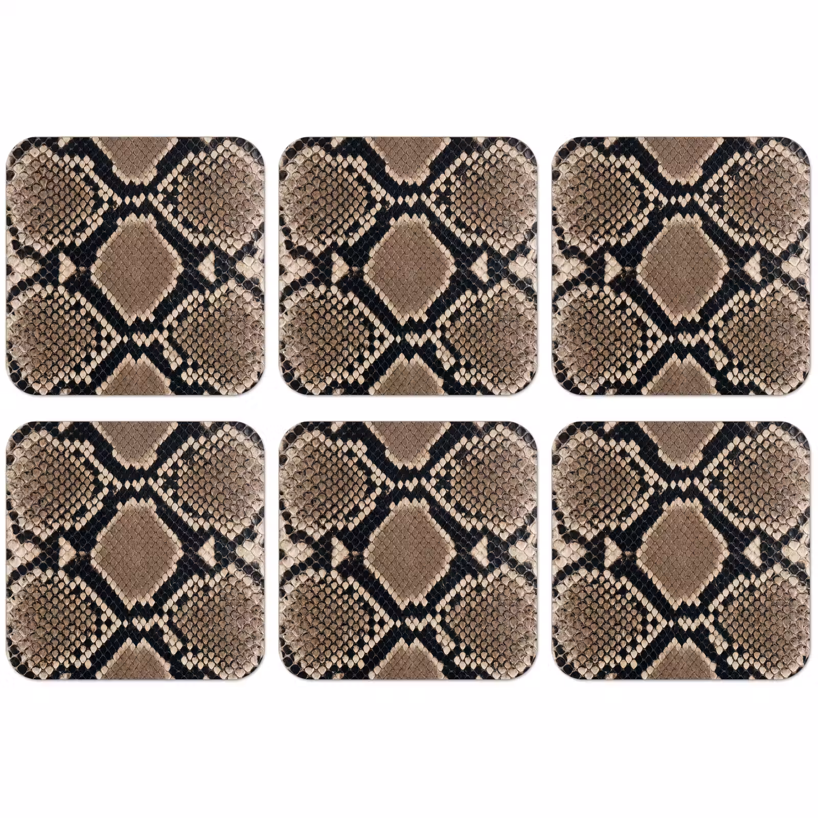 Dessous de verre - Imprimé serpent - Python - Marron — 1