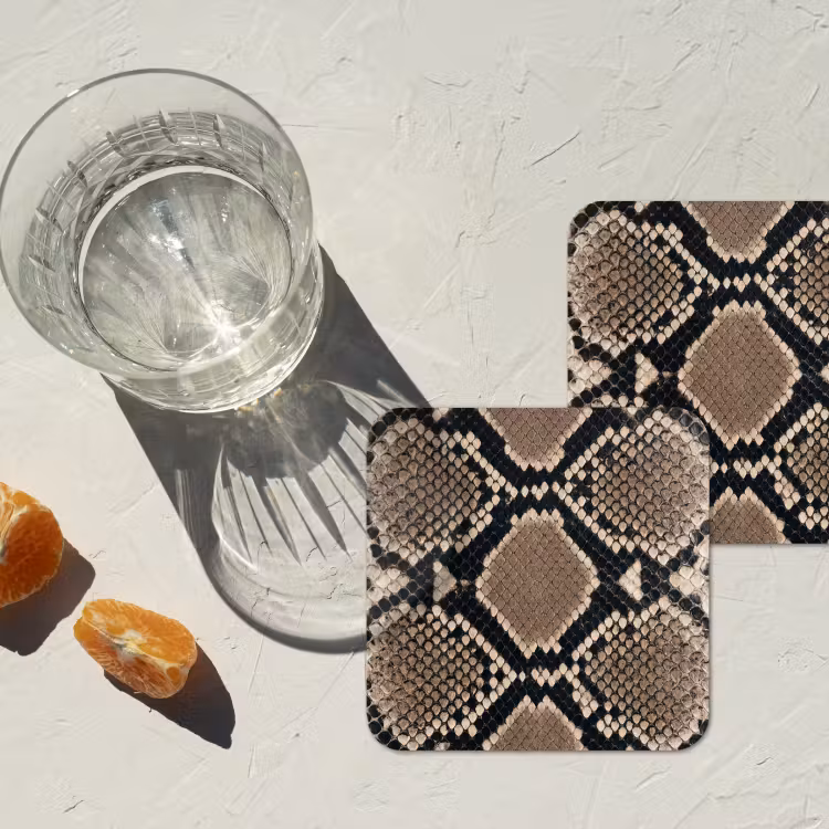 Dessous de verre - Imprimé serpent - Python - Marron — 2