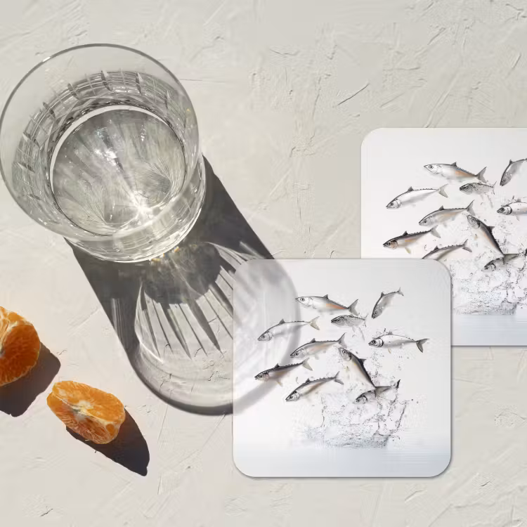 Dessous de verre - Poisson - Eau - Blanc — 2