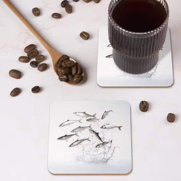 Dessous de verre - Poisson - Eau - Blanc — 4