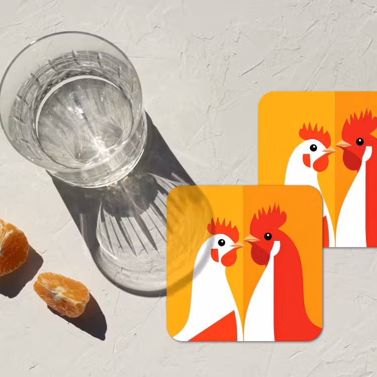 Dessous de verre - Poulets - Orange - Plaines — 2