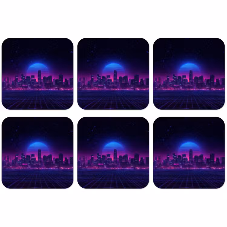 Dessous de verre - Skyline - Sun - Neon - Grid pattern — 1