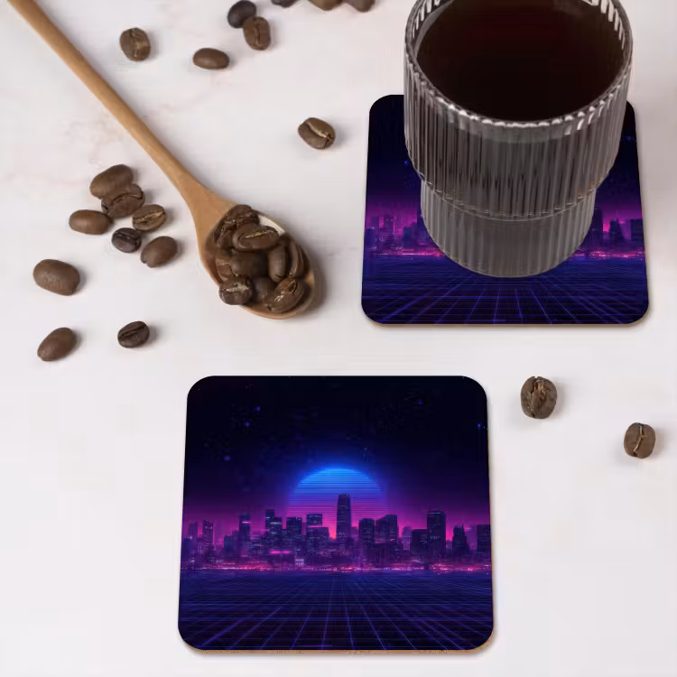 Dessous de verre - Skyline - Sun - Neon - Grid pattern — 4