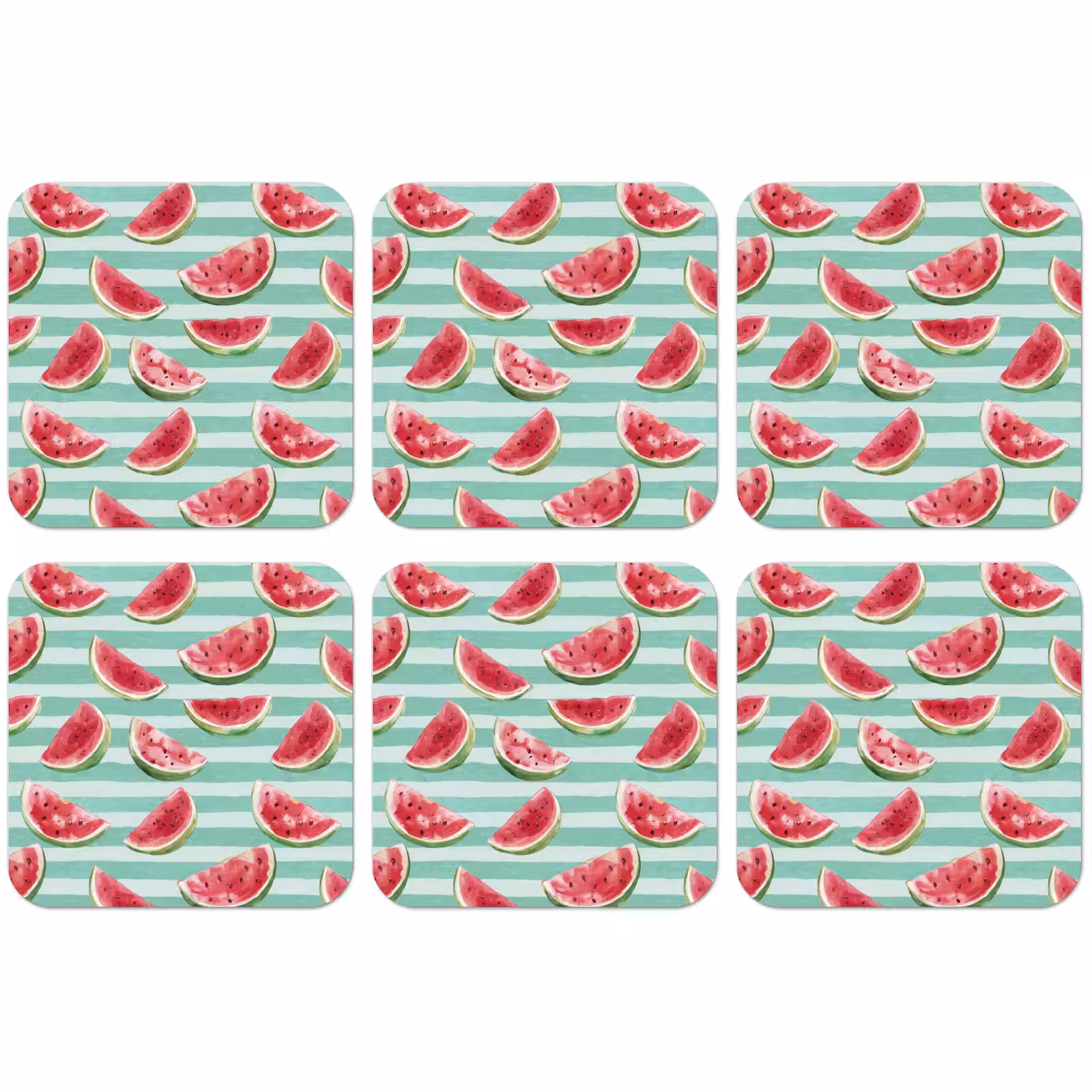 Dessous de verre - Pastèque - Rayures - Vert — 1