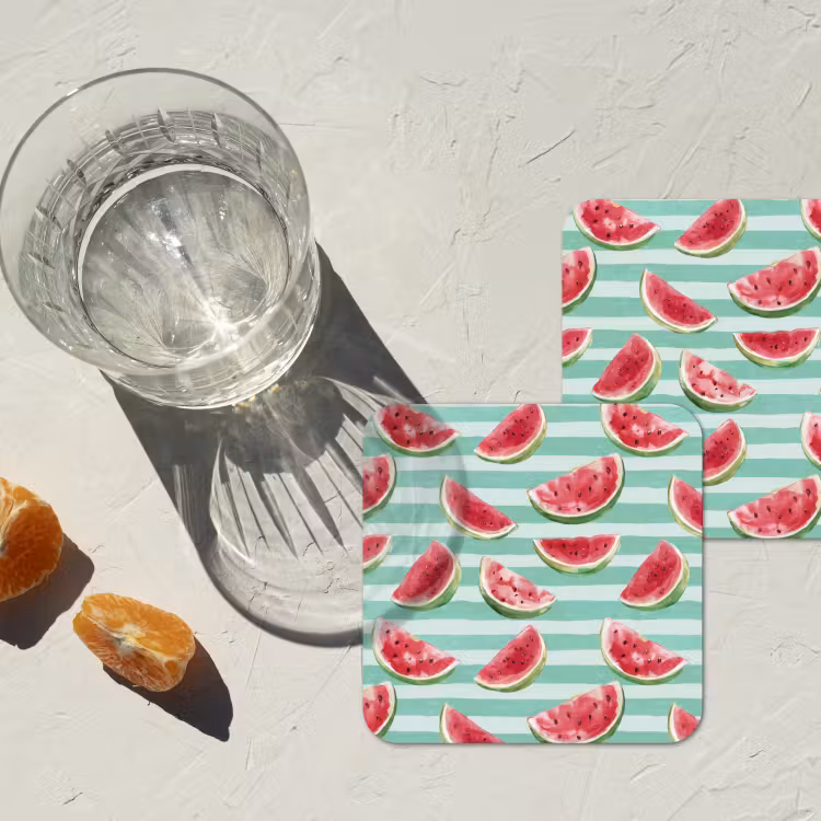 Dessous de verre - Pastèque - Rayures - Vert — 2