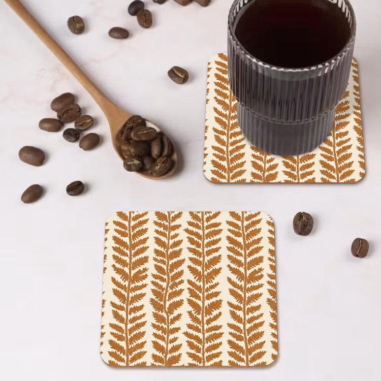 Dessous de verre - Texture - Feuilles - Ocre — 4