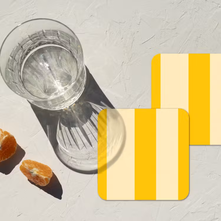 Dessous de verre - Rayures - Classique - Jaune — 2