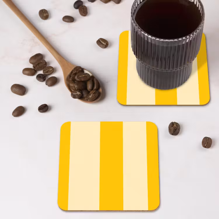 Dessous de verre - Rayures - Classique - Jaune — 4