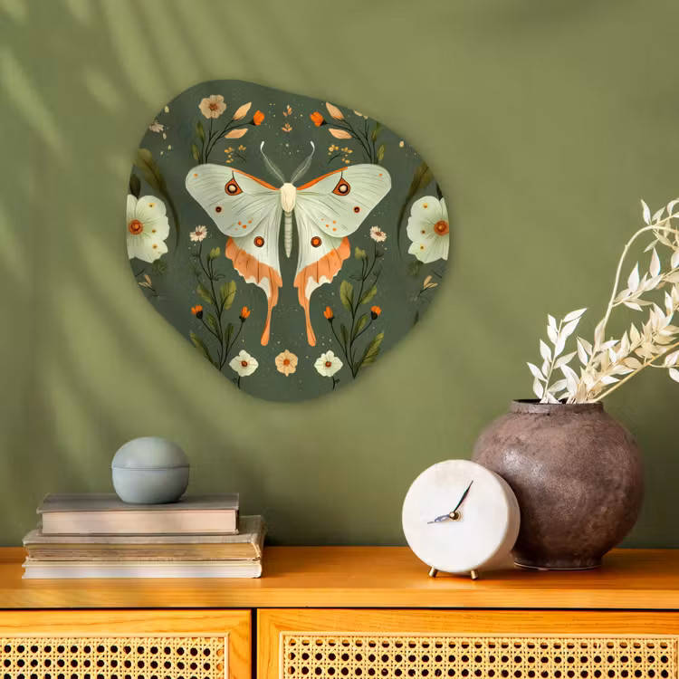 Forme organique - Forex - Fleurs - Feuilles - Vert olive - Papillon — 2