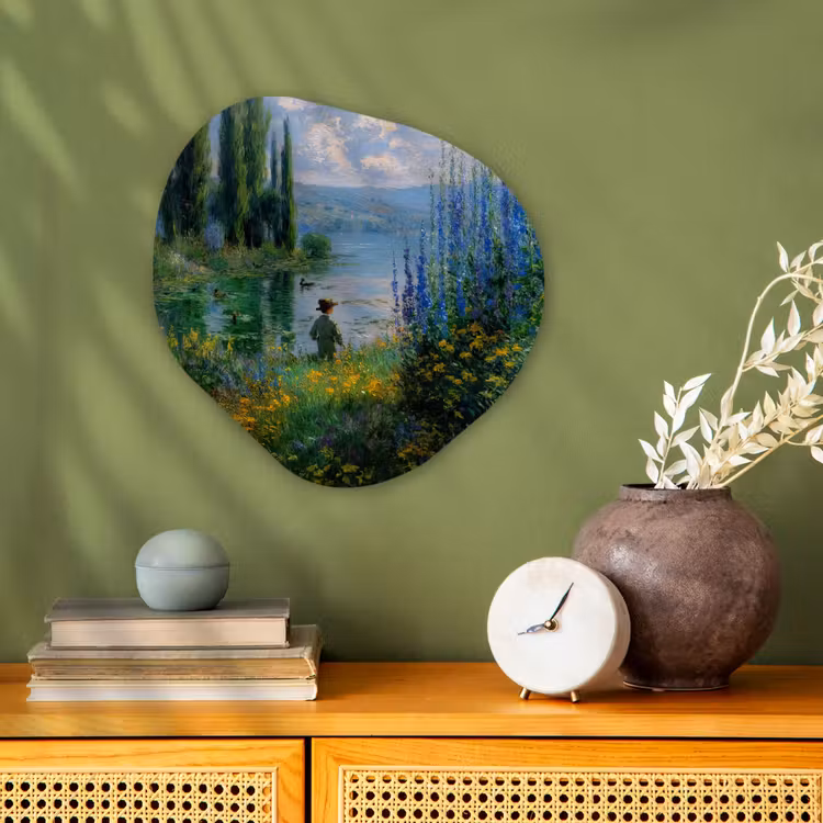 Forme organique - Forex - Fleurs - Lac - Bergen - Vert — 2