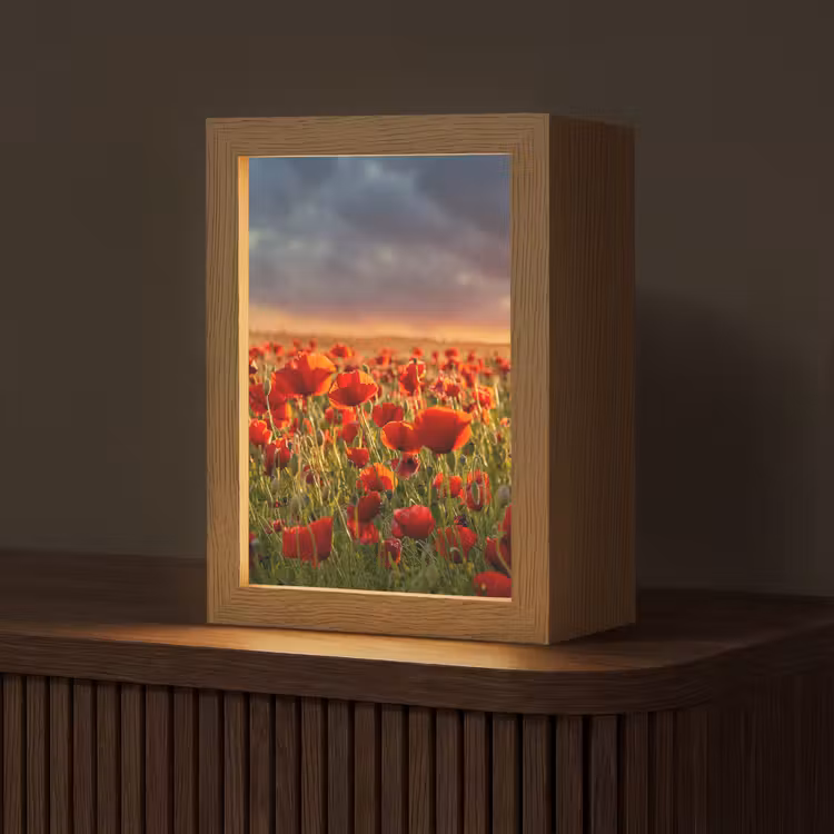 Lampe de table - Coucher de soleil - Coquelicots - Rouge - Fleurs - Champ - Nature — 1