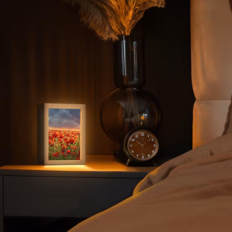 Lampe de table - Coucher de soleil - Coquelicots - Rouge - Fleurs - Champ - Nature — 2