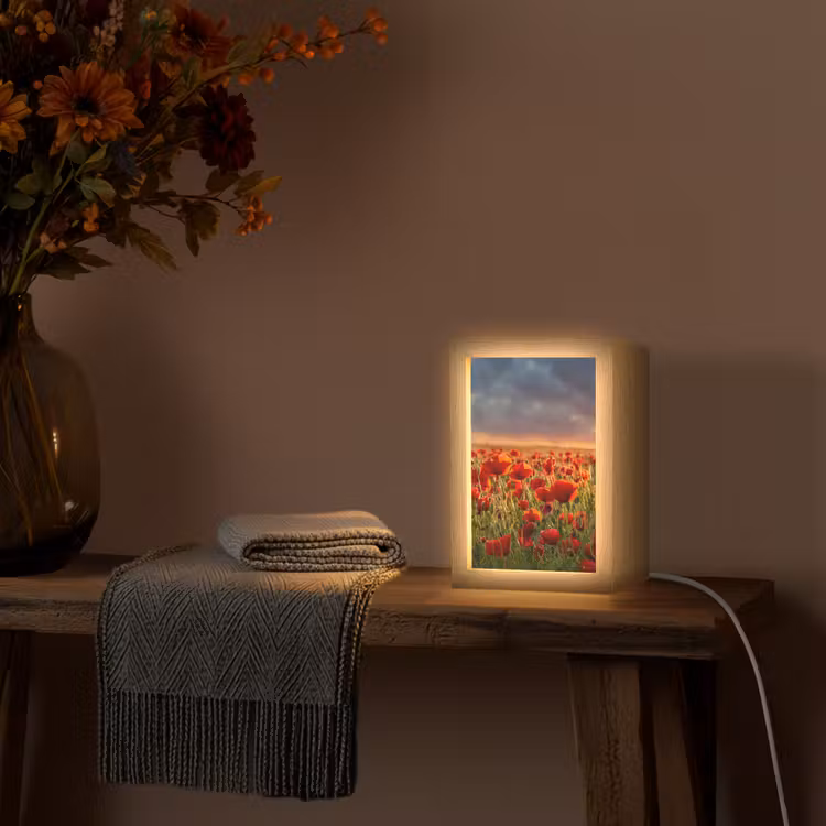 Lampe de table - Coucher de soleil - Coquelicots - Rouge - Fleurs - Champ - Nature — 3