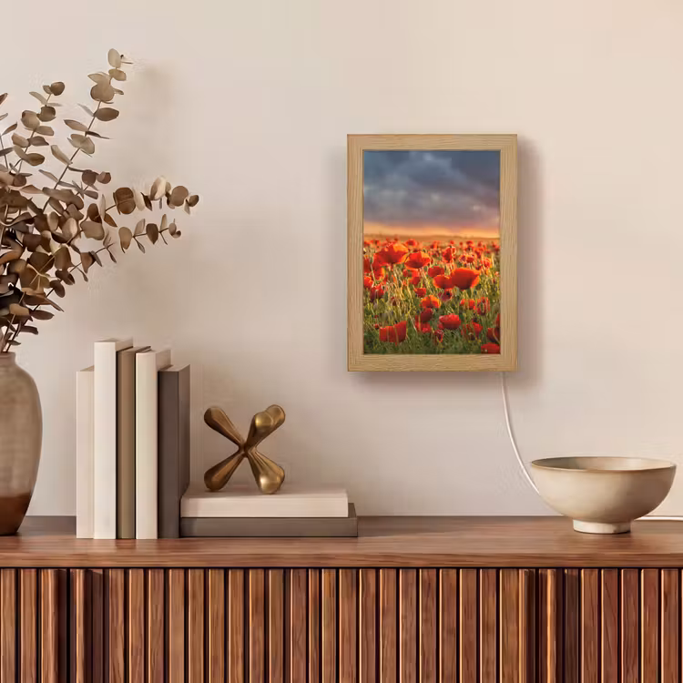 Lampe de table - Coucher de soleil - Coquelicots - Rouge - Fleurs - Champ - Nature — 4