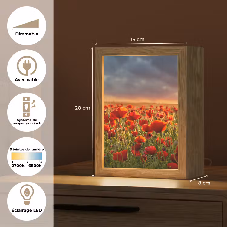Lampe de table - Coucher de soleil - Coquelicots - Rouge - Fleurs - Champ - Nature — 6