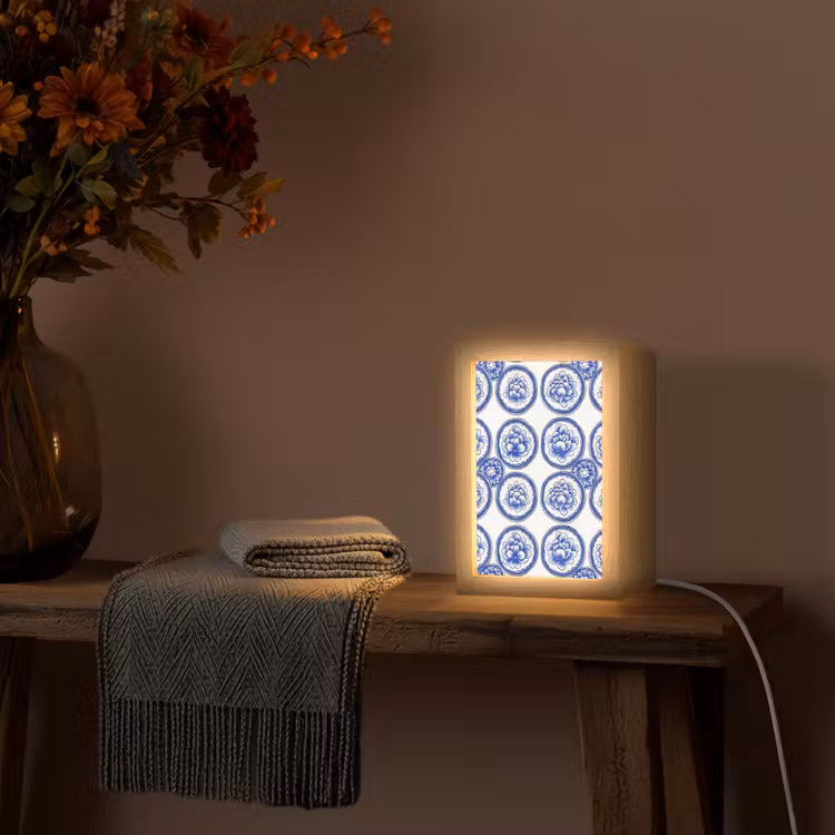 Lampe de table - Cercles - Fleurs - Bleu — 3