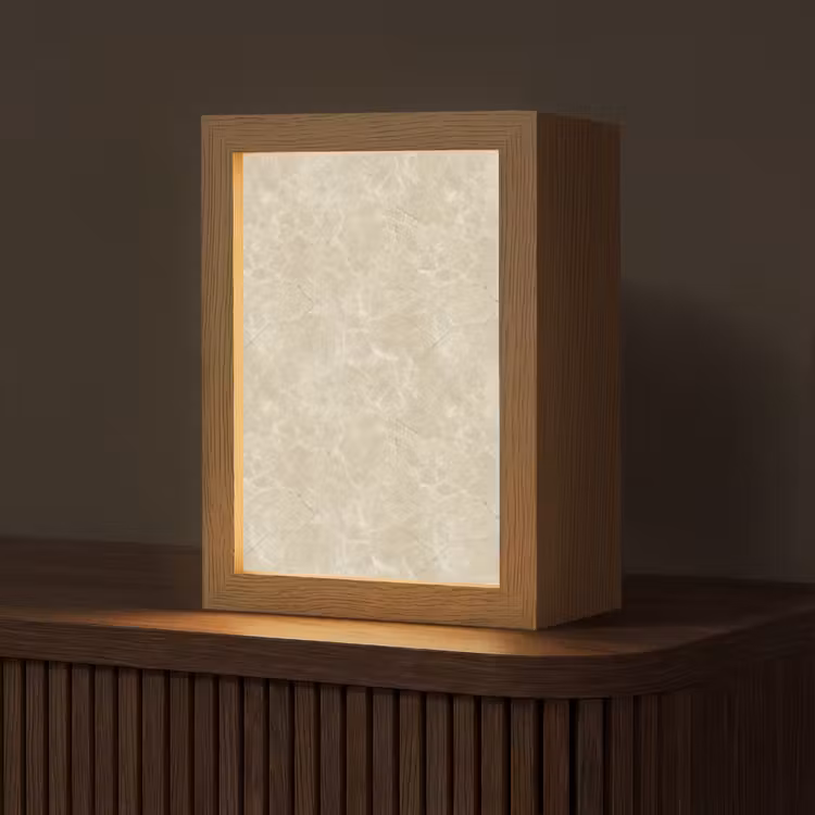 Lampe de table - Beige clair - Marbre - Veines de diffusion — 1