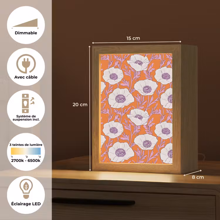 Lampe de table - Fleurs - Graphique - Orange — 6