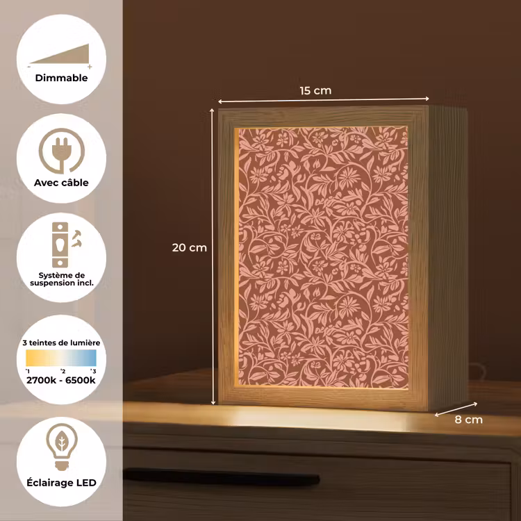 Lampe de table - Fleurs - Impression - Rose — 6