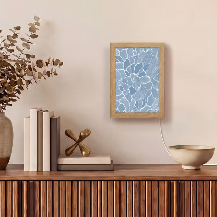 Lampe de table - Abstrait - Bleu - Feuilles — 4