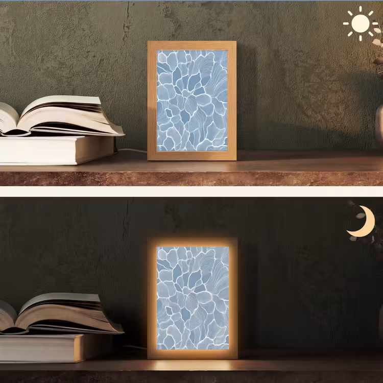 Lampe de table - Abstrait - Bleu - Feuilles — 5