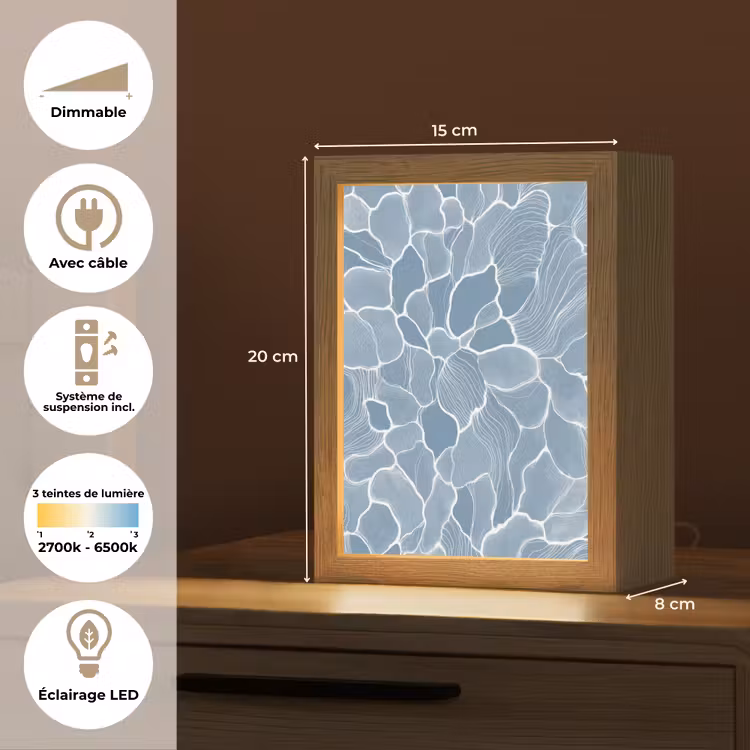 Lampe de table - Abstrait - Bleu - Feuilles — 6