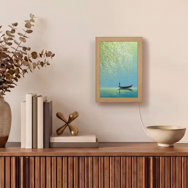 Lampe de table - Bateau - Eau - Feuilles - Fleurs — 4