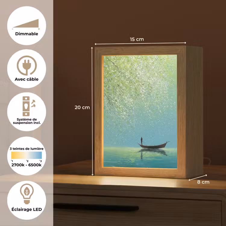 Lampe de table - Bateau - Eau - Feuilles - Fleurs — 6