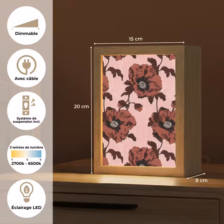 Lampe de table - Fleurs - Rétro - Rouge — 6