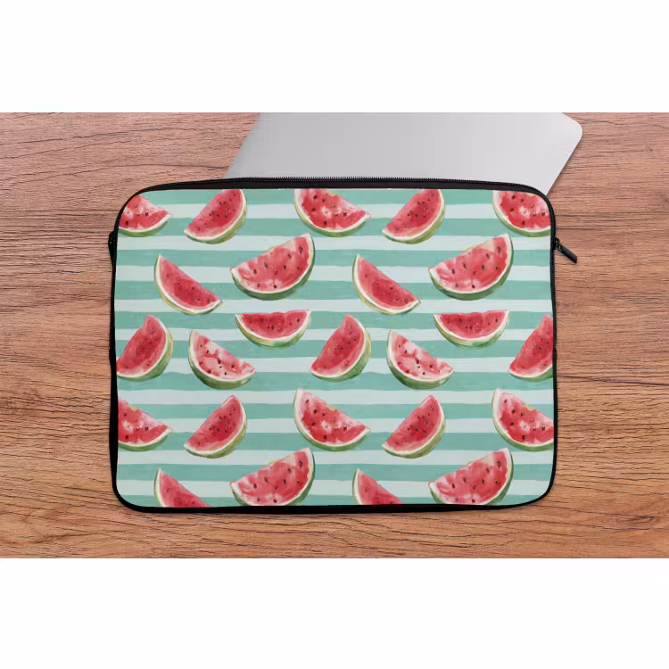 housse pour ordinateur portable - Pastèque - Rayures - Vert — 2
