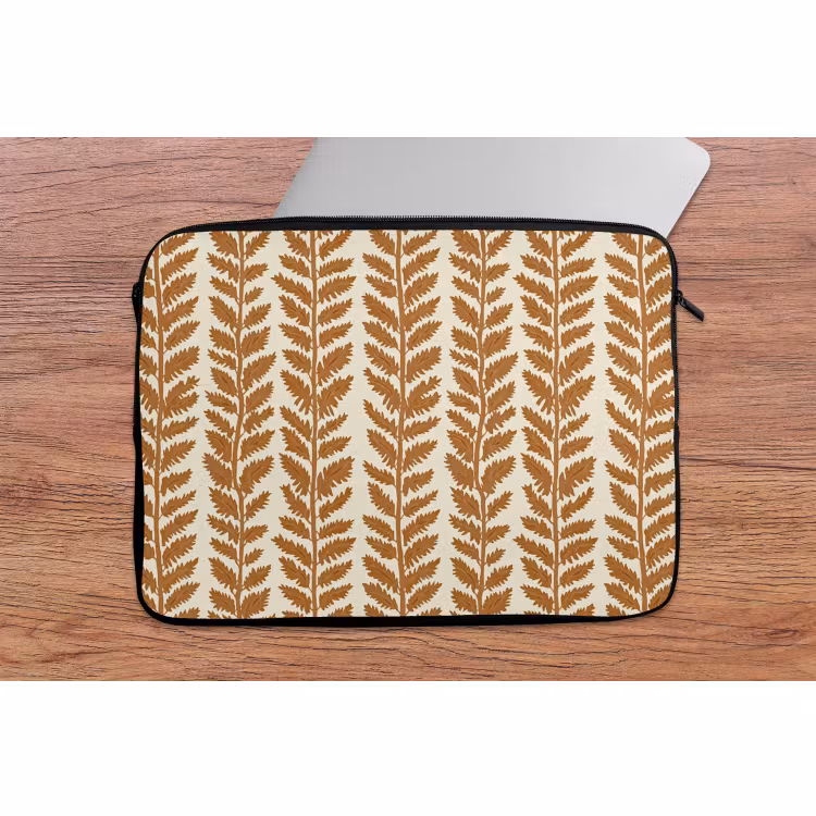 housse pour ordinateur portable - Texture - Feuilles - Ocre — 2