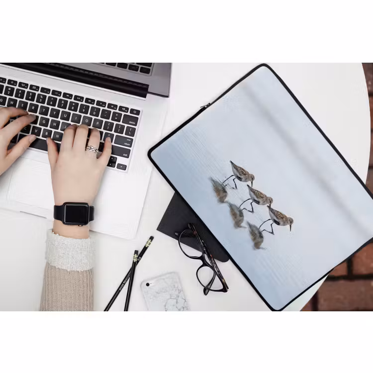 housse pour ordinateur portable - Oiseaux - Eau - Gris — 3