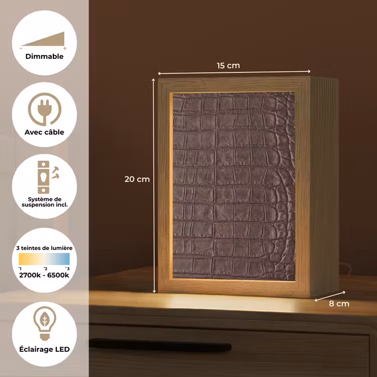 Lampe de table - Crocodile - Cuir - Marron — 6