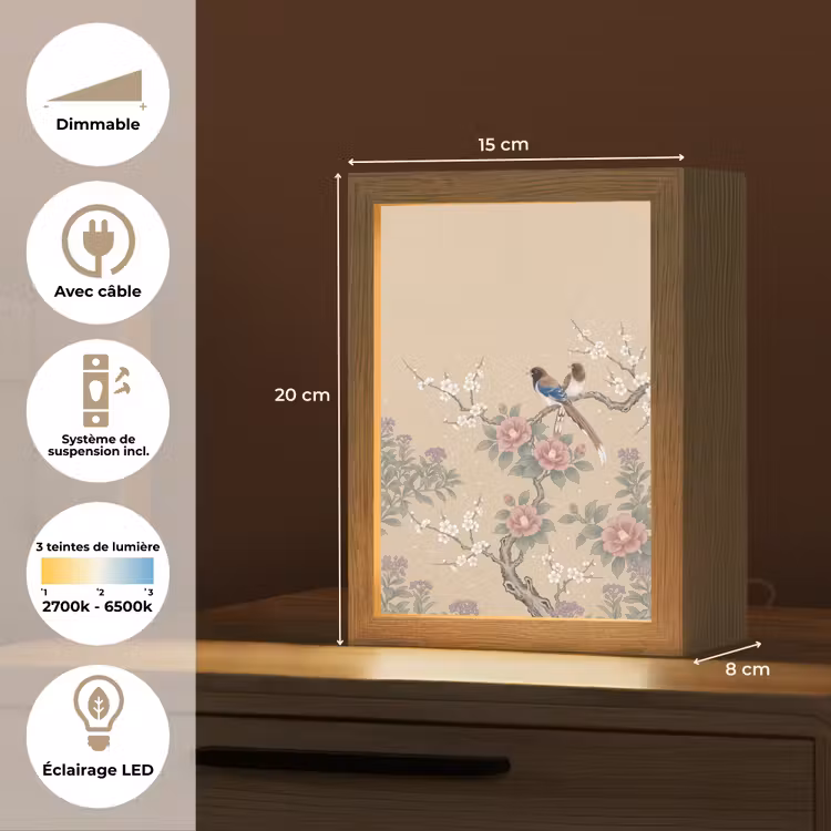 Lampe de table - Fleurs - Oiseaux - Fleurs — 6