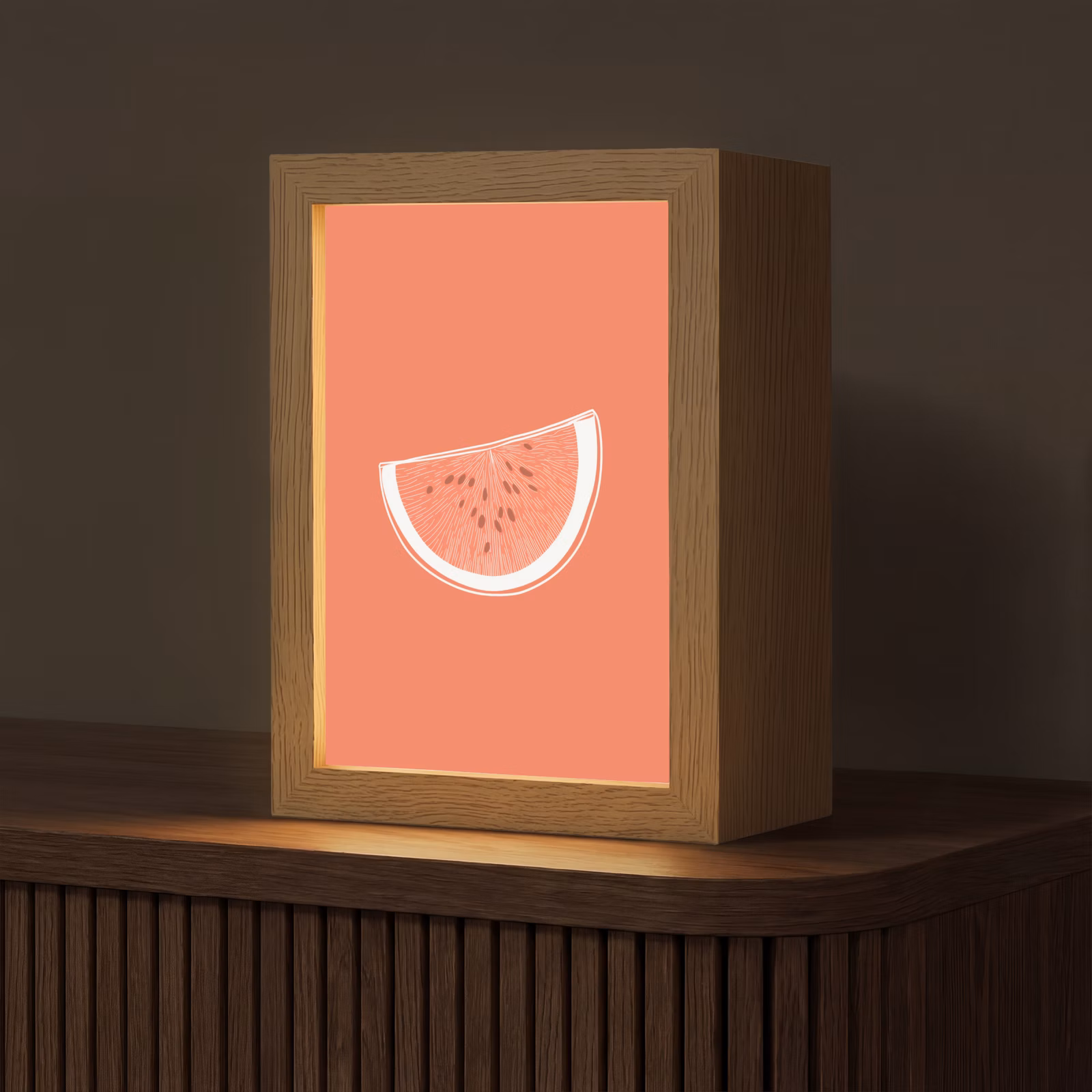 lampe de table - Pastèque - Lignes - Rouge corail — 1