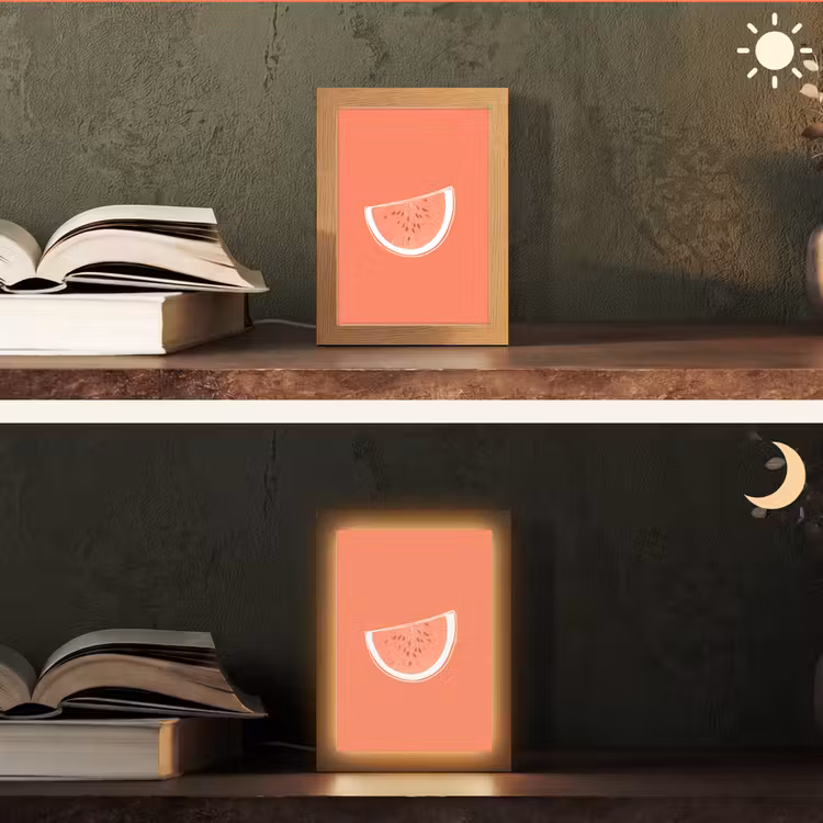 lampe de table - Pastèque - Lignes - Rouge corail — 5