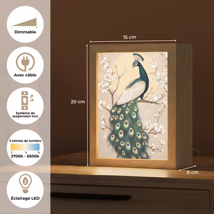 lampe de table - Paon - Branche - Fleurs — 6