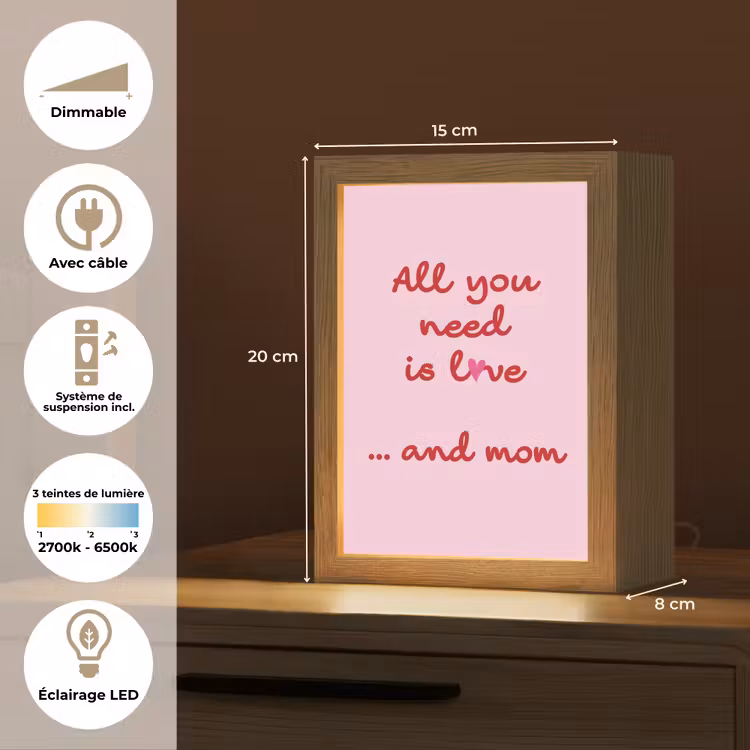 lampe de table - Mère - Amour - Texte - Rouge — 6