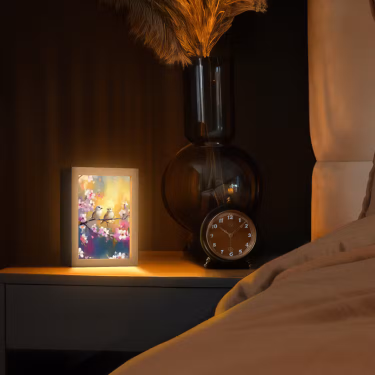 lampe de table - Oiseaux - Fleurs - Rose — 2
