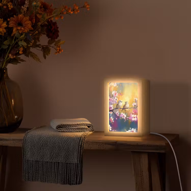 lampe de table - Oiseaux - Fleurs - Rose — 3
