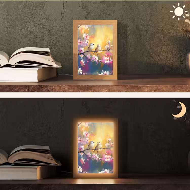 lampe de table - Oiseaux - Fleurs - Rose — 5