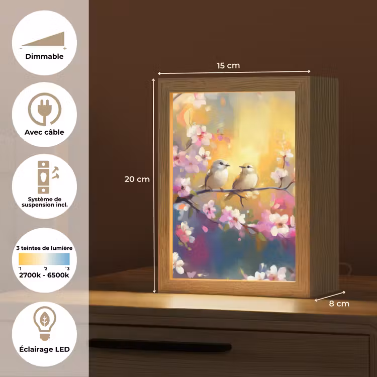 lampe de table - Oiseaux - Fleurs - Rose — 6