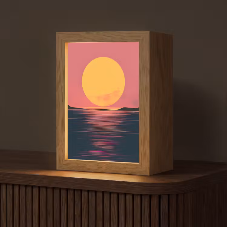 lampe de table - Soleil - Jaune - Montagnes - Eau — 1