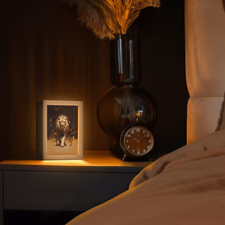 lampe de table - Lion - Peint - Abstrait - Or — 2