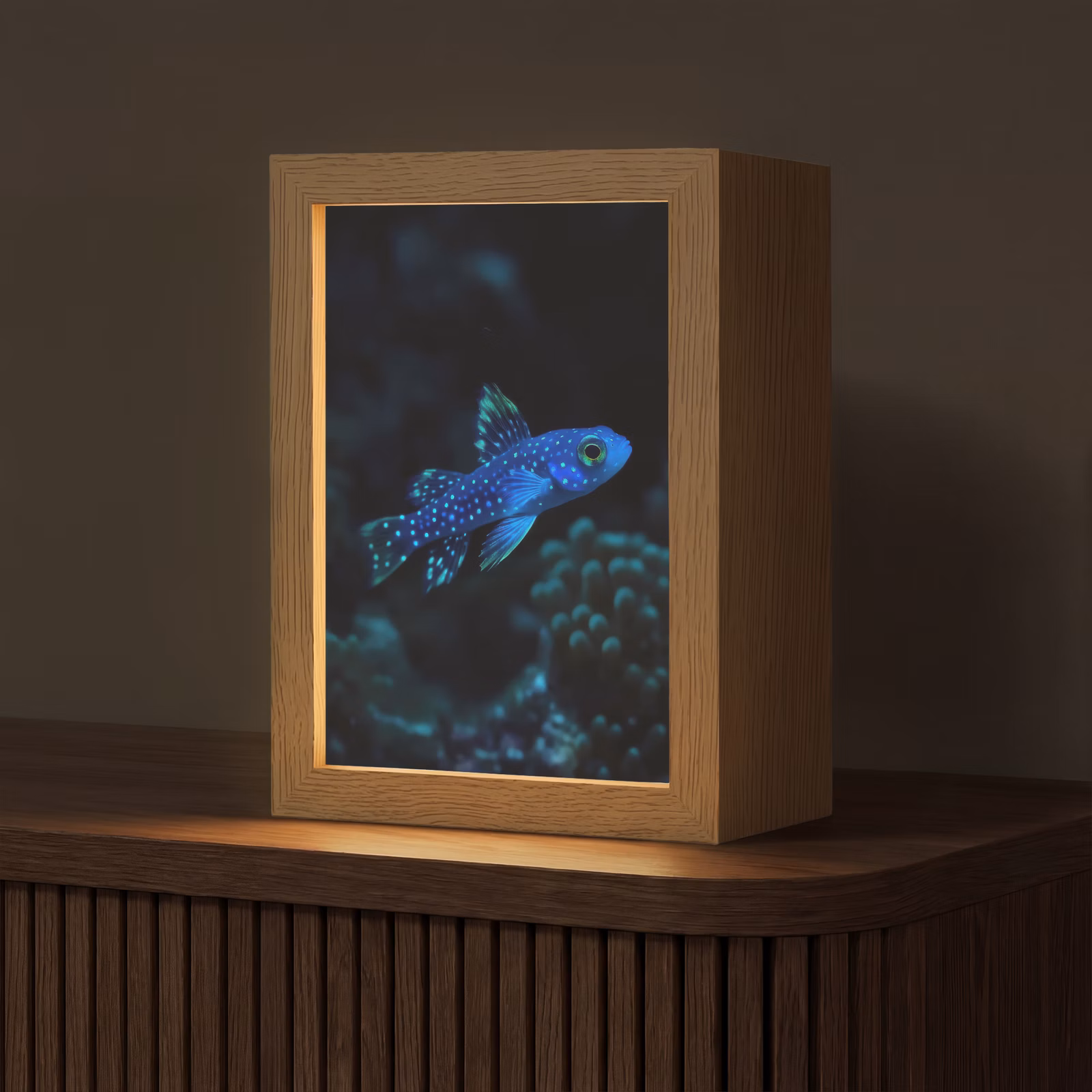 Lampe de table - Poisson - Points - Corail - Bleu — 1