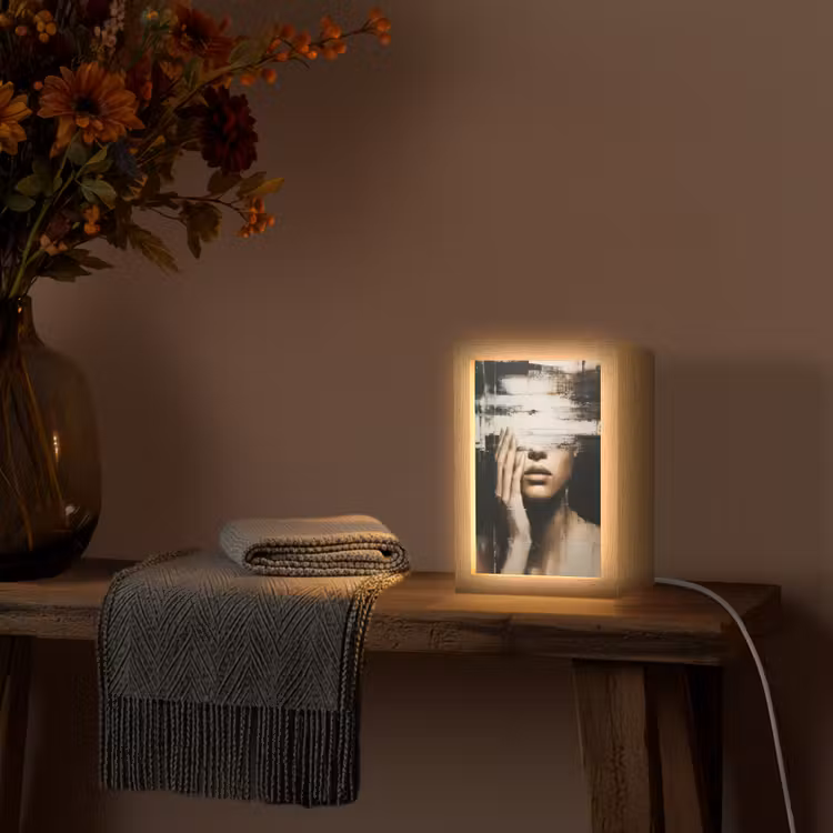 Lampe de table - Main - Visage - Rayures - Abstrait — 3