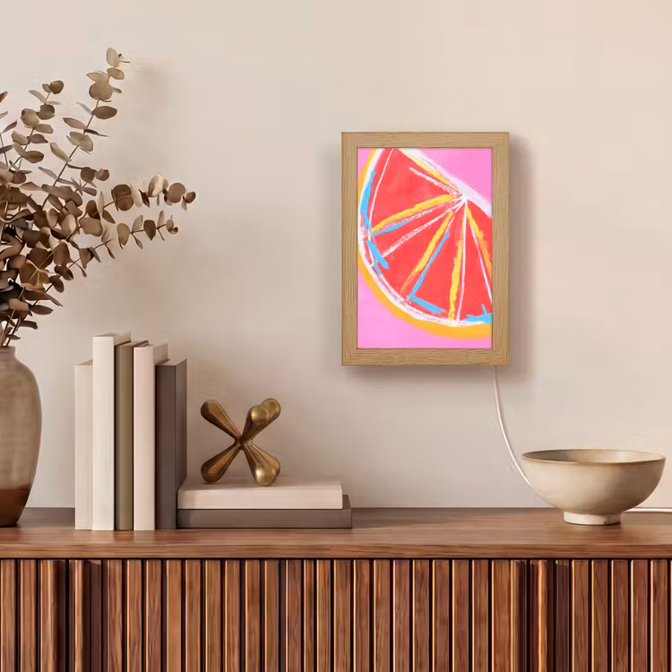 Lampe de table - Pamplemousse - Peint - Rose - Rayures — 4