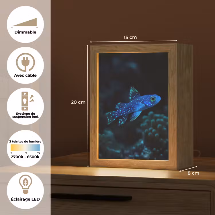 Lampe de table - Poisson - Points - Corail - Bleu — 6
