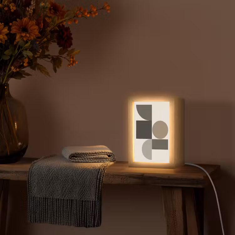Lampe de table - Tons de terre - Composition abstraite - Formes simples — 3