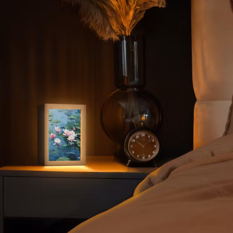 Lampe de table - Nénuphars - Fleurs - Rose - Eau — 2